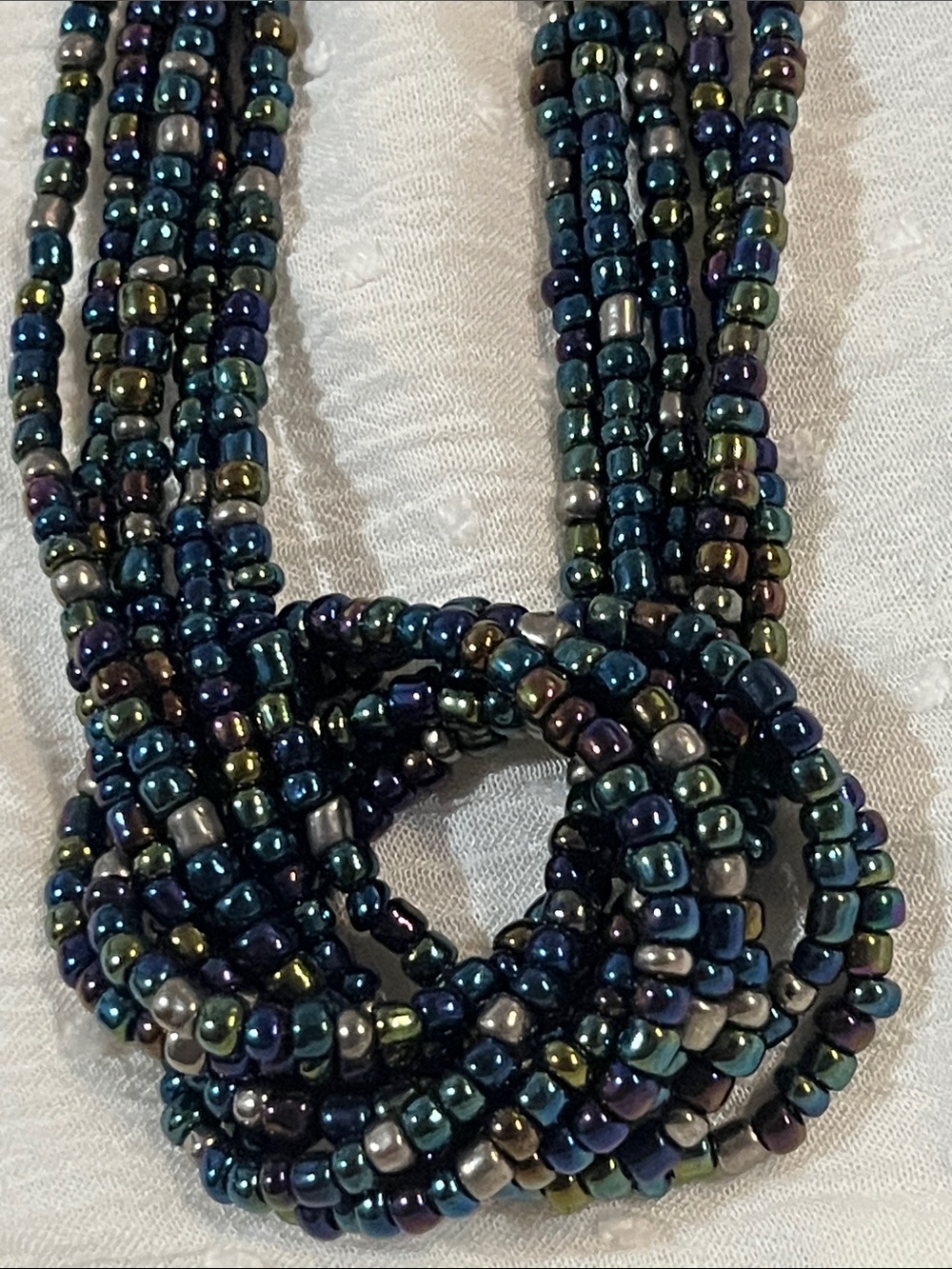 Vintage Multi-Strand Iridescent Glass Seed Bead Necklace